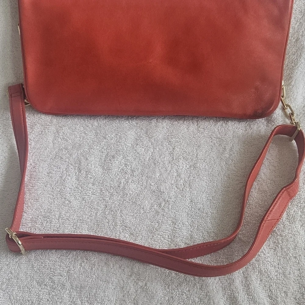 Tory Burch Reva Red Leather Detachable Chain Link Shoulder Bag/Crossbody/Clutch